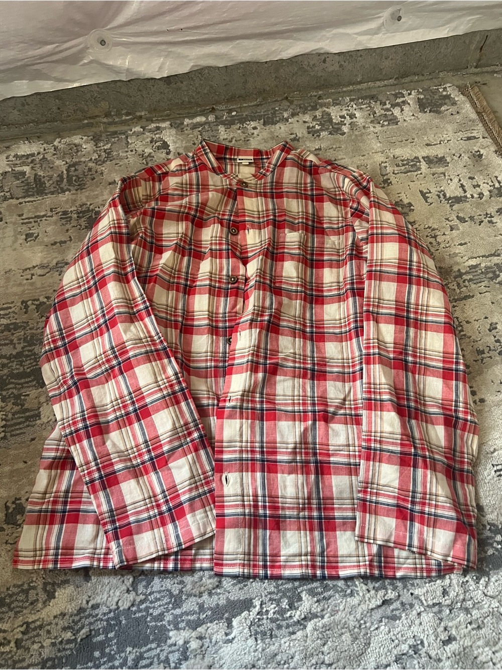 Bonton Red Plaid Cotton Button Down Shirt Size 12